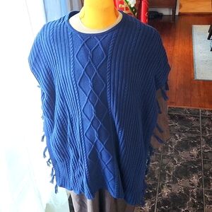 Haley & The Hound Navy Cable Knit Poncho Sweater